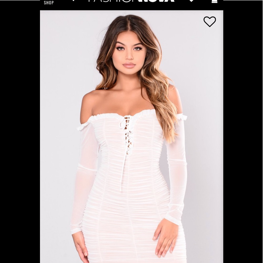 White Fashion Nova Mesh Dress